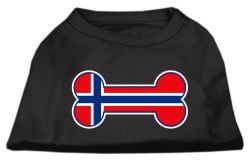 Bone Shaped Norway Flag Screen Print Shirts Black (size: L (14))