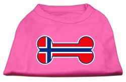 Bone Shaped Norway Flag Screen Print Shirts Bright Pink (size: L (14))