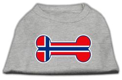 Bone Shaped Norway Flag Screen Print Shirts Grey (size: L (14))