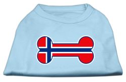 Bone Shaped Norway Flag Screen Print Shirts Baby Blue (size: L (14))