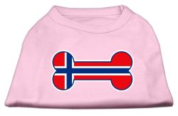 Bone Shaped Norway Flag Screen Print Shirts Light Pink (size: L (14))
