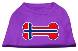 Bone Shaped Norway Flag Screen Print Shirts Purple (size: L (14))