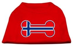 Bone Shaped Norway Flag Screen Print Shirts Red (size: L (14))