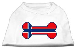 Bone Shaped Norway Flag Screen Print Shirts White (size: L (14))