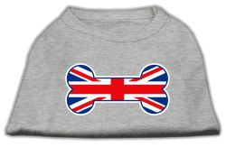 Bone Shaped United Kingdom (Union Jack) Flag Screen Print Shirts Grey (size: L (14))