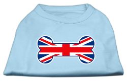 Bone Shaped United Kingdom (Union Jack) Flag Screen Print Shirts Baby Blue (size: L (14))