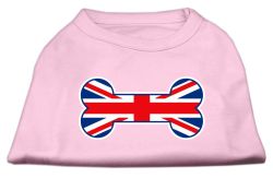 Bone Shaped United Kingdom (Union Jack) Flag Screen Print Shirts Light Pink (size: L (14))