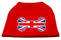 Bone Shaped United Kingdom (Union Jack) Flag Screen Print Shirts Red (size: L (14))