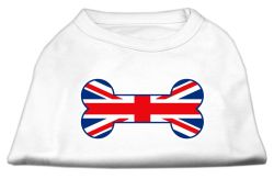 Bone Shaped United Kingdom (Union Jack) Flag Screen Print Shirts White (size: L (14))