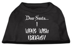 Dear Santa I Went with Naughty Screen Print Shirts Black (size: L (14))