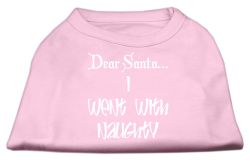 Dear Santa I Went with Naughty Screen Print Shirts Light Pink (size: L (14))