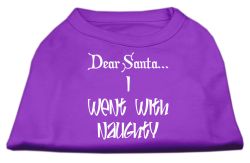 Dear Santa I Went with Naughty Screen Print Shirts Purple (size: L (14))