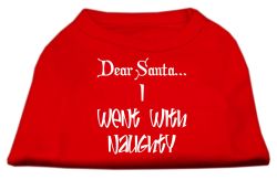 Dear Santa I Went with Naughty Screen Print Shirts Red (size: L (14))