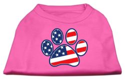 Patriotic Paw Screen Print Shirts Bright Pink (size: L (14))