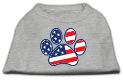 Patriotic Paw Screen Print Shirts Grey (size: L (14))