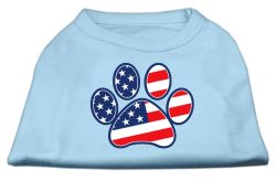 Patriotic Paw Screen Print Shirts Baby Blue (size: L (14))