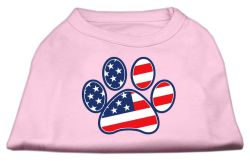 Patriotic Paw Screen Print Shirts Light Pink (size: L (14))