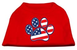Patriotic Paw Screen Print Shirts Red (size: L (14))