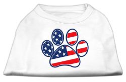 Patriotic Paw Screen Print Shirts White (size: L (14))