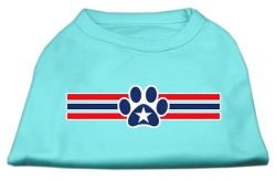 Patriotic Star Paw Screen Print Shirts Aqua (size: L (14))