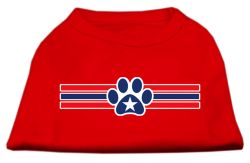 Patriotic Star Paw Screen Print Shirts Red (size: L (14))