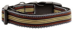 Preppy Stripes Nylon Ribbon Collars Brown/Khaki (size: large)