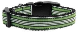 Preppy Stripes Nylon Ribbon Collars Green/White (size: large)