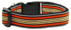 Preppy Stripes Nylon Ribbon Collars Orange/Khaki (size: large)