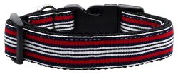 Preppy Stripes Nylon Ribbon Collars Red/White (size: large)